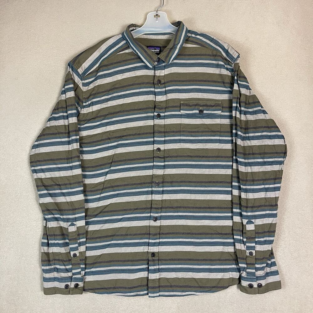 Patagonia Shirt Mens XL Multicolor Striped Fjord Flannel Long Sleeve Button Up‎